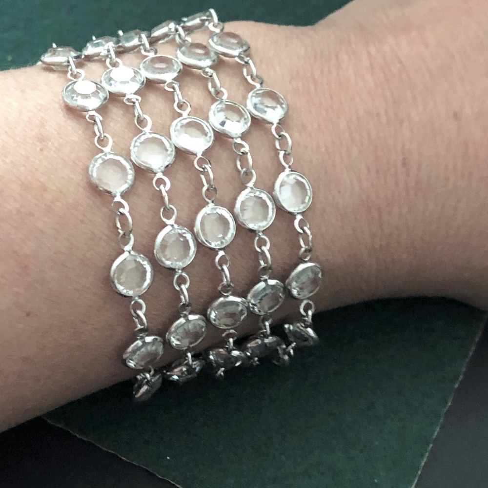 🔴 Silver link Crystal Vintage Bracelet